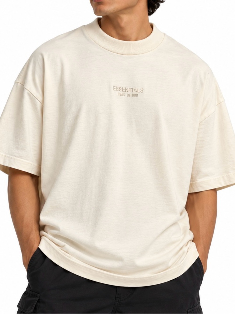 Fear of God ESSENTIALS Cream Logo Oversized T-Shirt Tee Size S